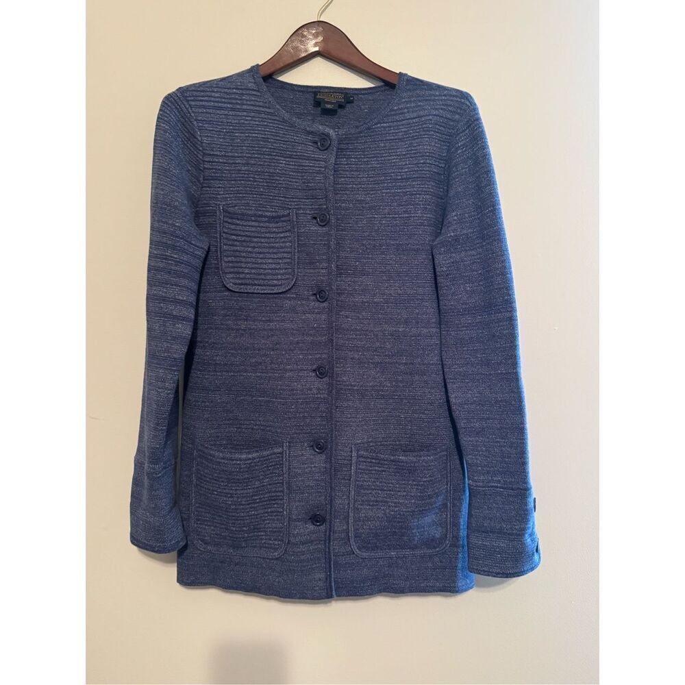 Pendleton Womens Medium Button Cardigan Sweater Cotton Heather Blue Lightweight